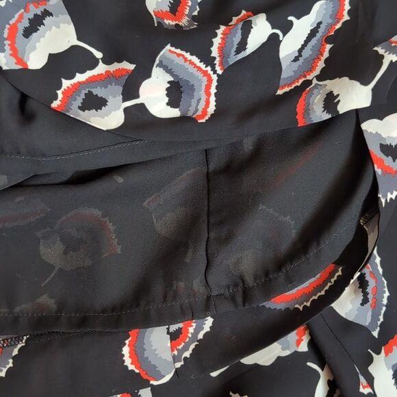 MILLY New York  💯 Silk Merlot Poppy Print Clemie Tie  Dress Size 12 Large - Picture 9 of 15